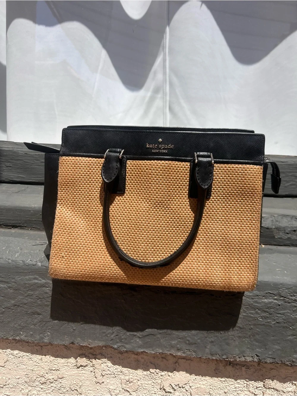 kate spade Black and Tan Woven Satchel